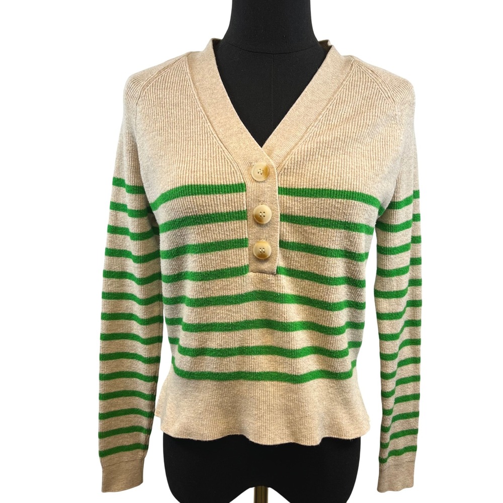 Blue Rain‎ Francesca's Womens Small Striped Sweater Button Front V Neck Y2K Twee